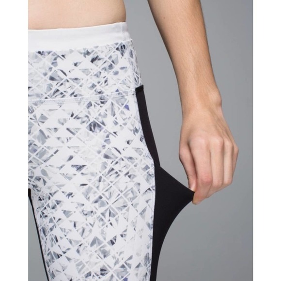 Lululemon Speed Tight II Unbreakable White Black Leggings Size 8 Gym Workout - Picture 3 of 12